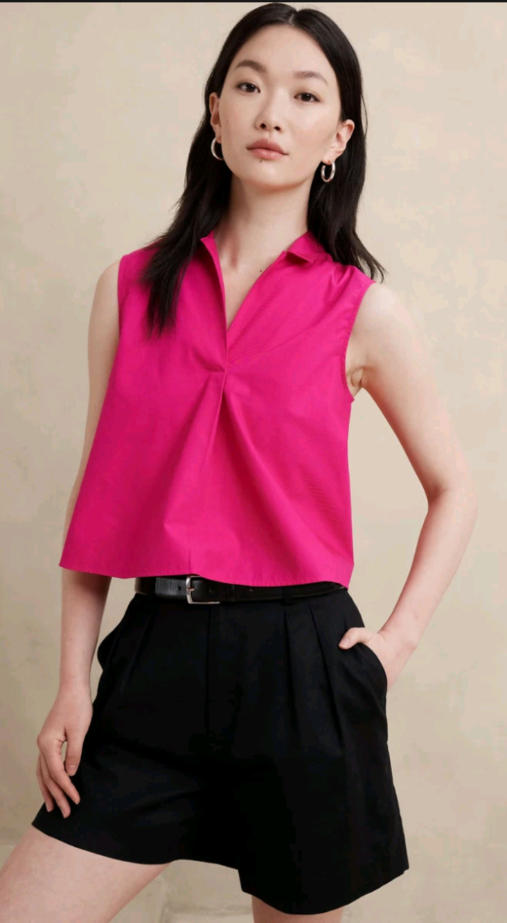 Banana Republic Factory Pink Cotton Sleeveless Top - Picture 1 of 5
